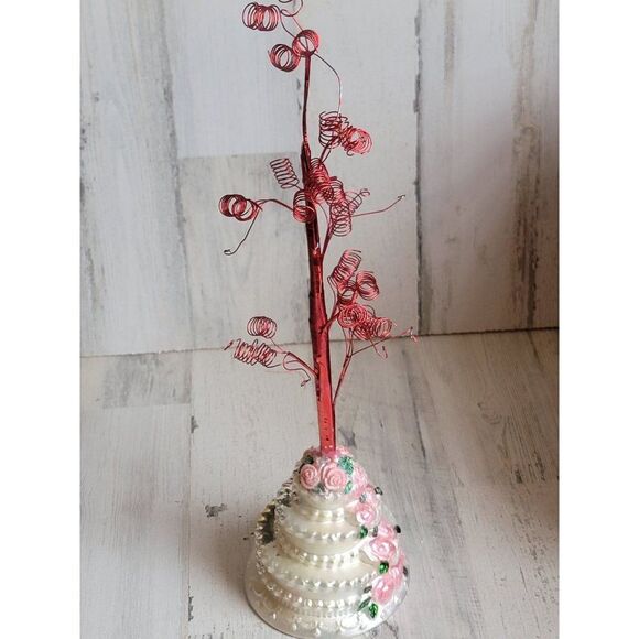 Unique blown glass wedding cake ornament tree Xmas glitter - Picture 2 of 16
